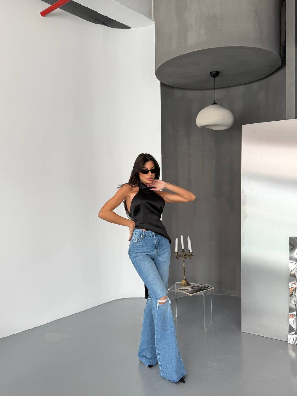 SPODNIE JEANSOWE FLARE - Mivita Emporio zdjęcie 1