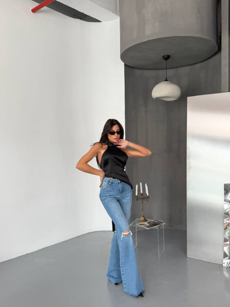 SPODNIE JEANSOWE FLARE - Mivita Emporio zdjęcie 1
